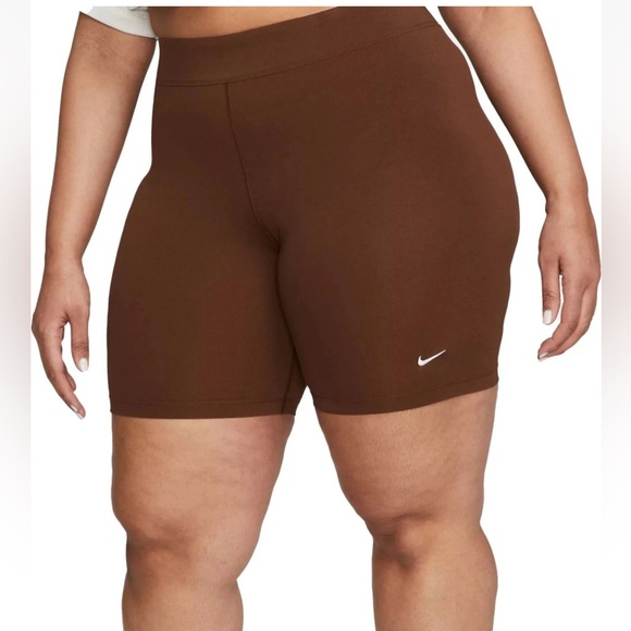Nike Essential Mid Rise Cotton Blend Bike Shorts Cacao Wow Brown Size 3X NWT - Picture 1 of 7